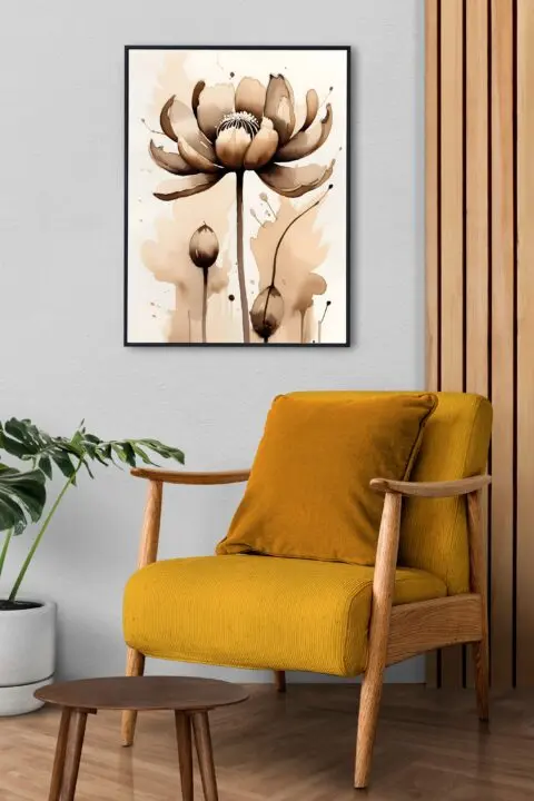 Sepia-blomma-affisch