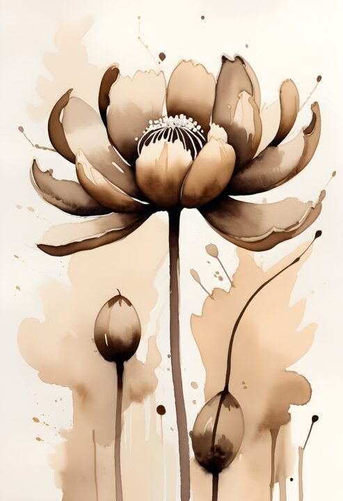 Sepia-blomma-affisch