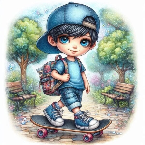 barn med skateboard