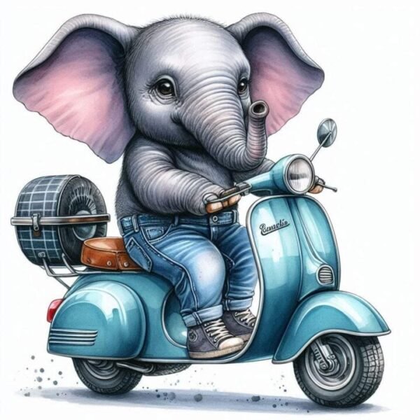 Djur p? Moped Affisch