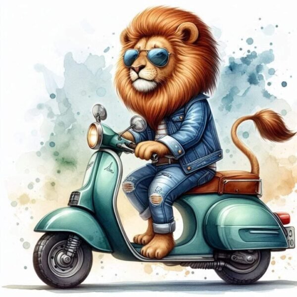 Djur p? Moped Affisch