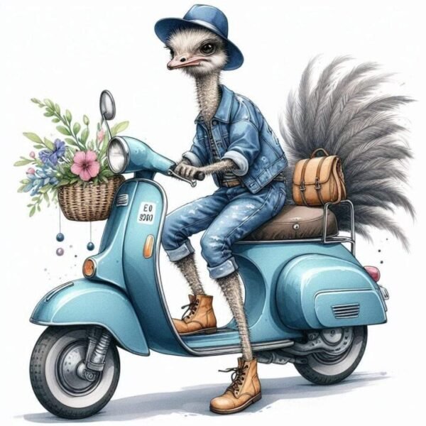 Djur p? Moped Affisch