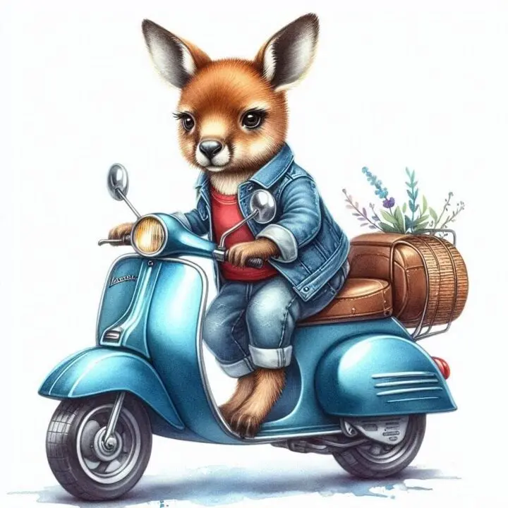 Djur p? Moped Affisch