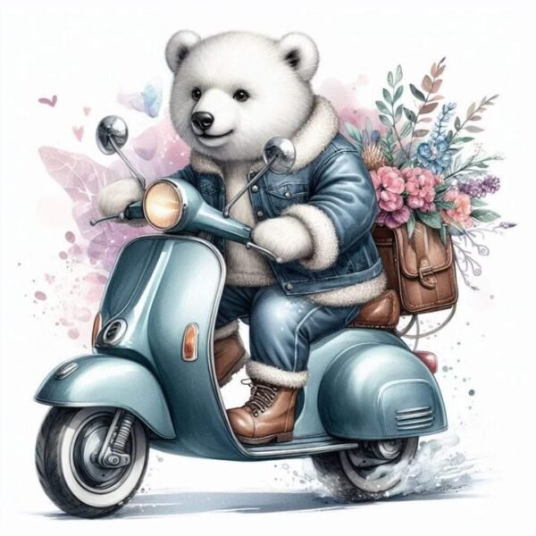 Djur p? Moped Affisch