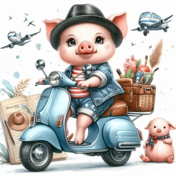 Djur p? Moped Affisch