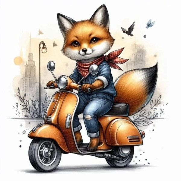 Djur p? Moped Affisch