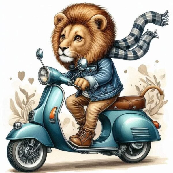 Djur p? Moped Affisch