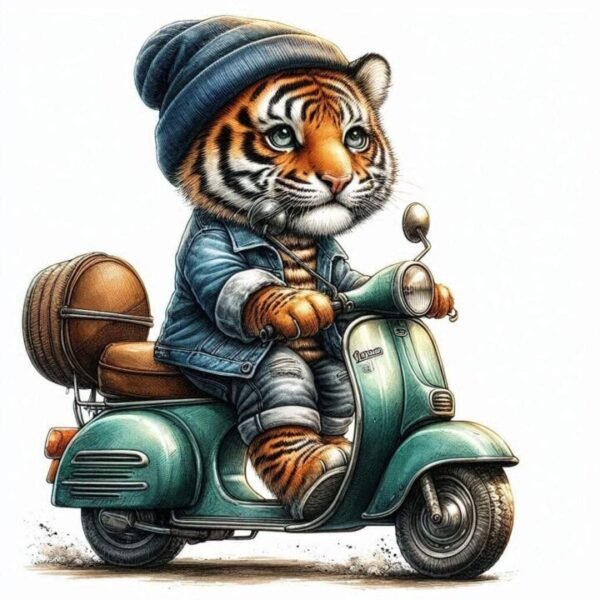 Djur p? Moped Affisch