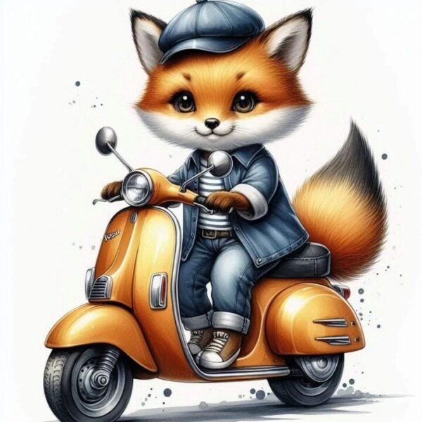 Djur p? Moped Affisch