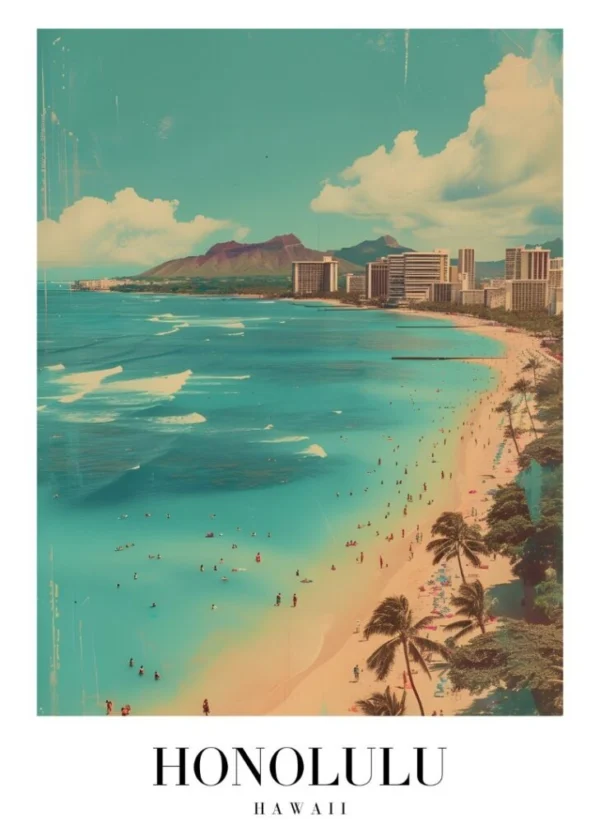 HONOLULU HAWAII Affisch/Poster/Print/Tavla